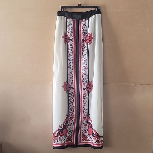 NEW Alice Temperley Red Russian Floral Rose Holiday Silk Maxi Long Skirt 6 M - Picture 7 of 14